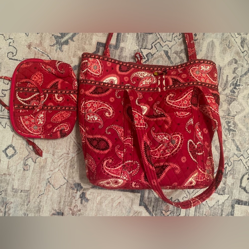 2/ Vera Bradley Tradtional Red Paisley Tote & Mini Bag